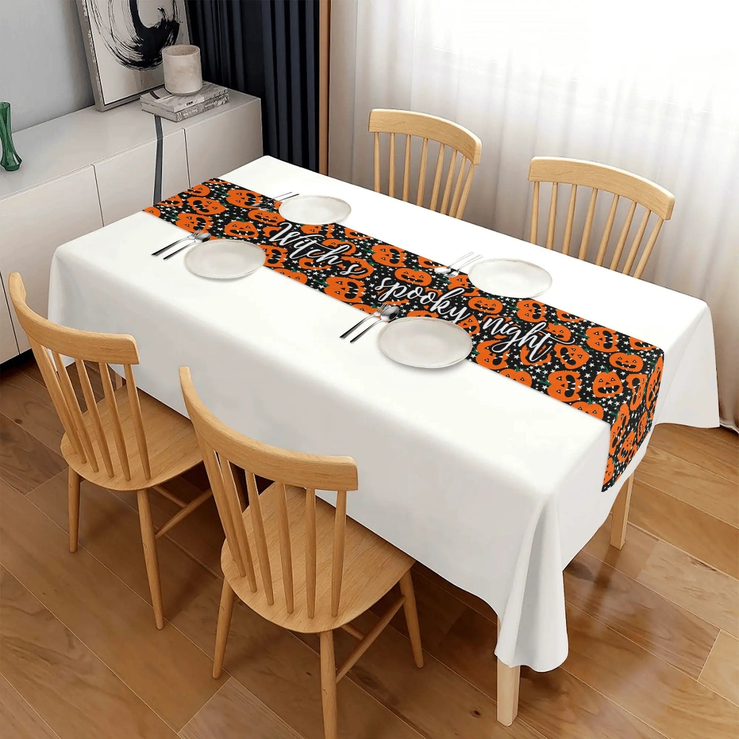 Custom Halloween Table Runner – Elegant 72" Dining Accent for Seasonal Atmosphere - De Krys
