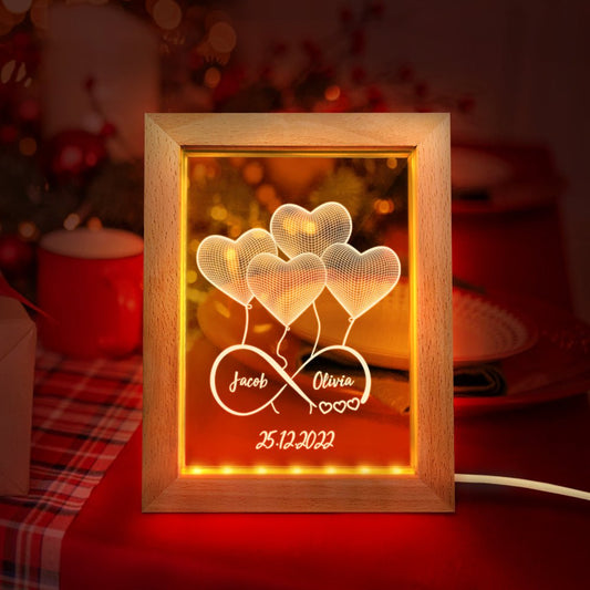 Custom couple night light with engraved names and date.