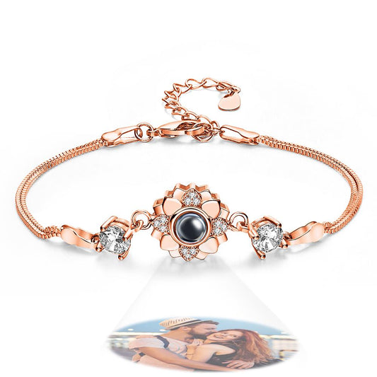 Custom Lotus Flower Bracelet – Personalized Photo Projection Jewelry for Memory & Meaning - De Krys