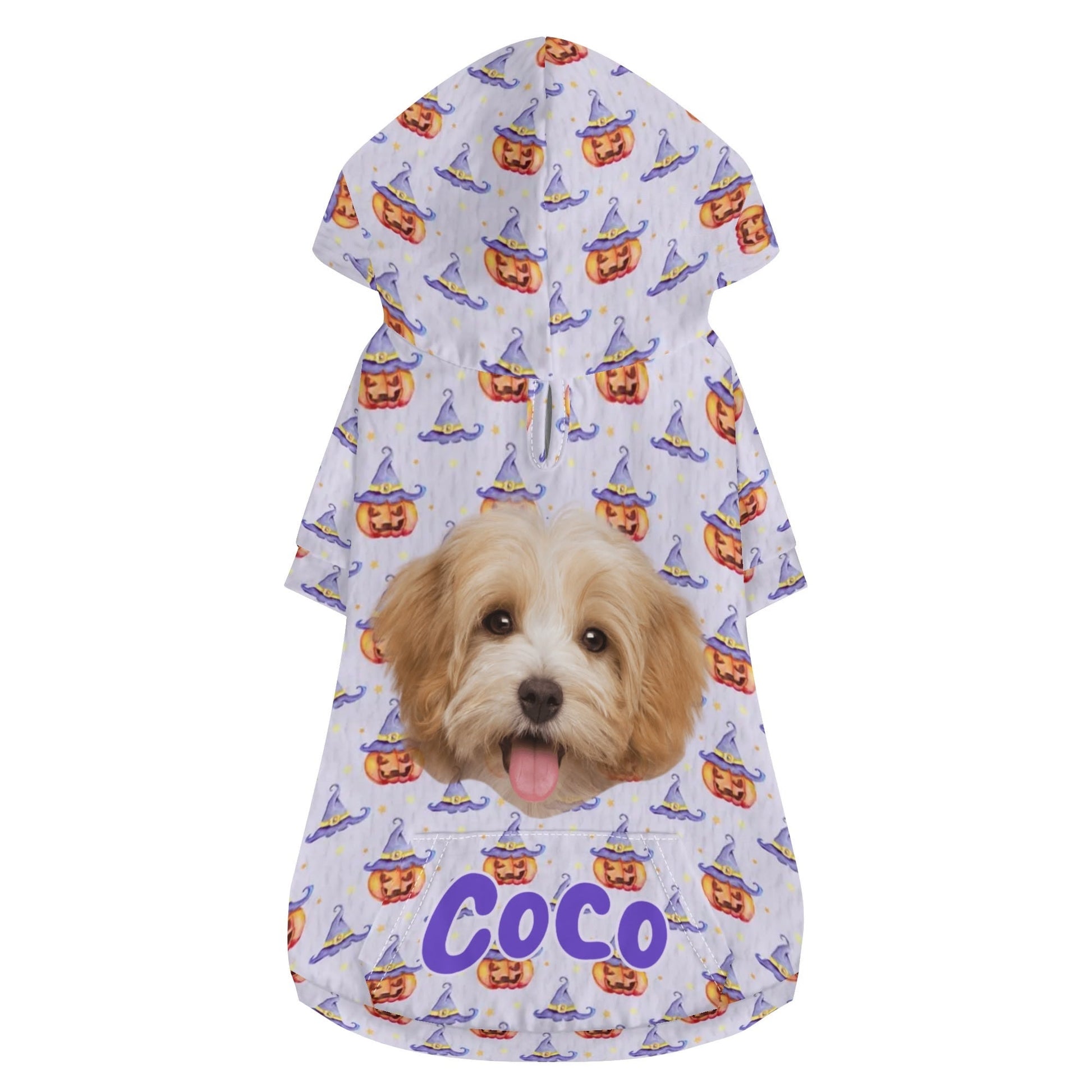 Custom Pet Halloween Hoodie – Personalized Dog or Cat Costume with Photo & Name - De Krys