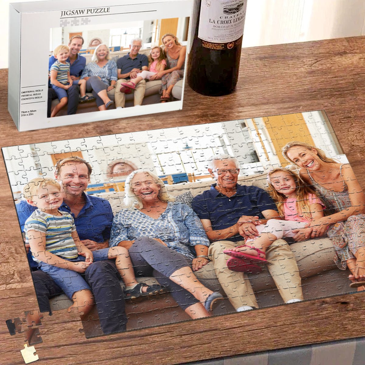 Custom family photo jigsaw puzzle with gift box – personalized keepsake