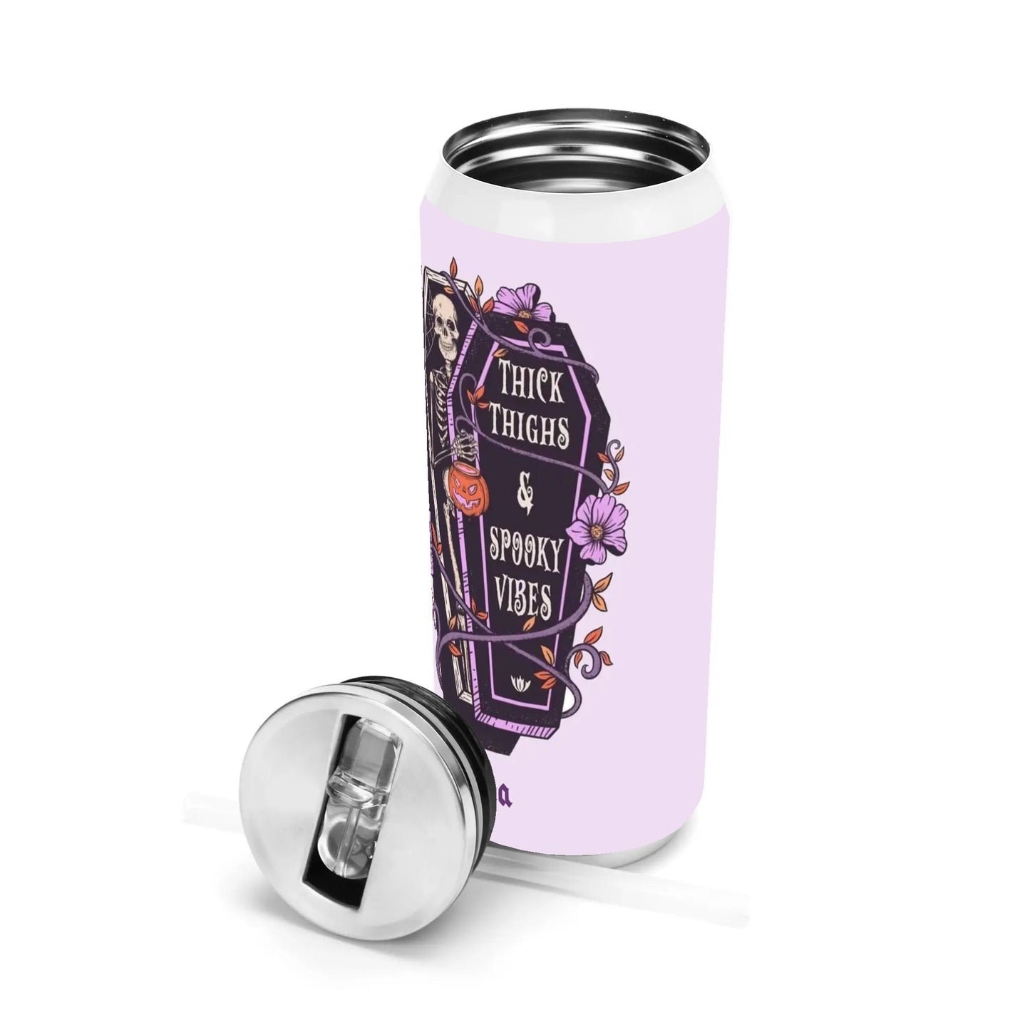 Personalized Thick Thighs & Spooky Vibes Tumbler | Custom Halloween Cup with Name - De Krys