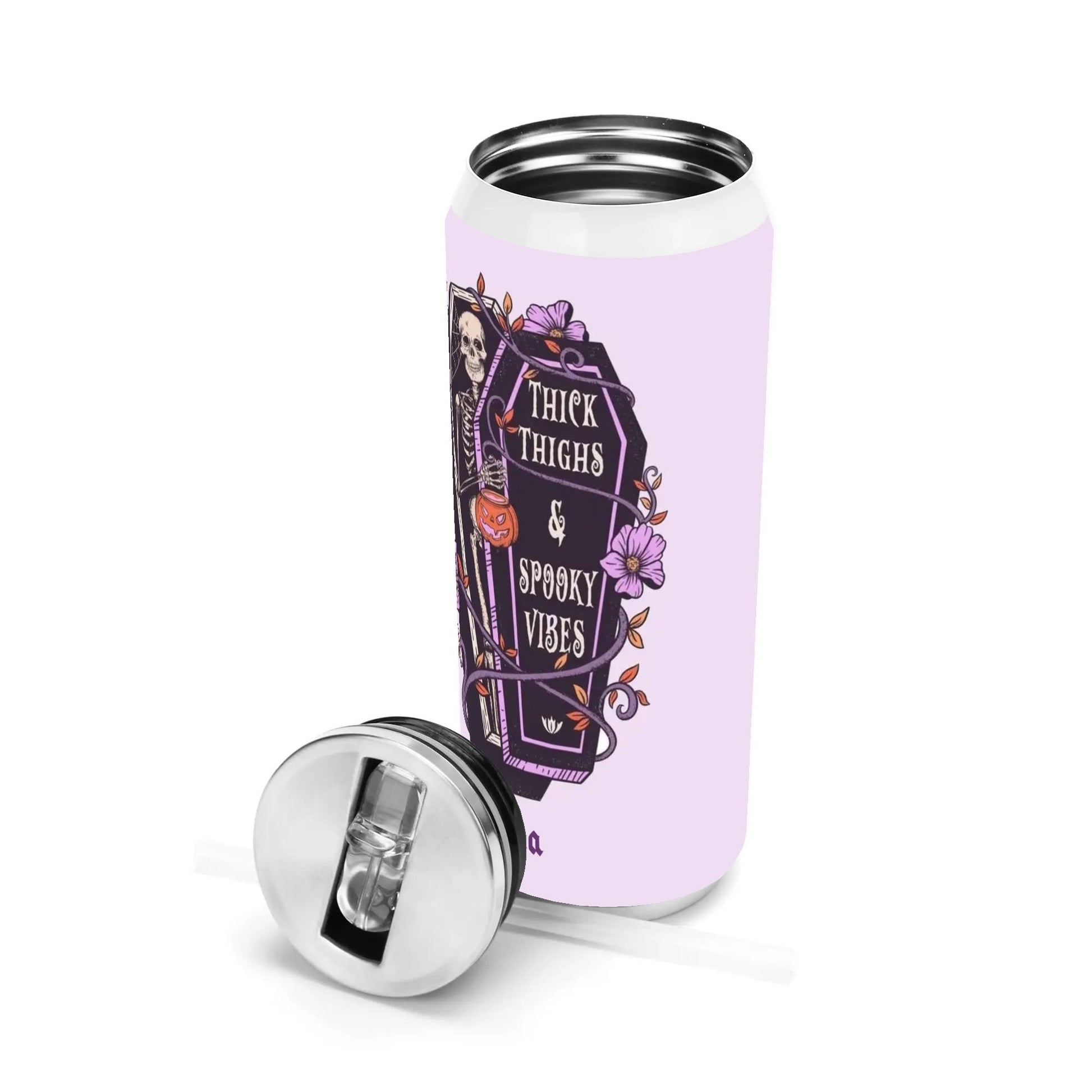 Personalized Thick Thighs & Spooky Vibes Tumbler | Custom Halloween Cup with Name - De Krys
