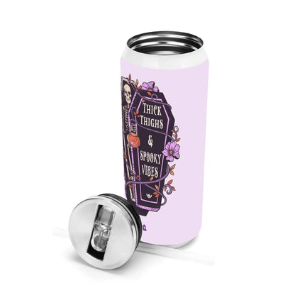 Personalized Thick Thighs & Spooky Vibes Tumbler | Custom Halloween Cup with Name - De Krys