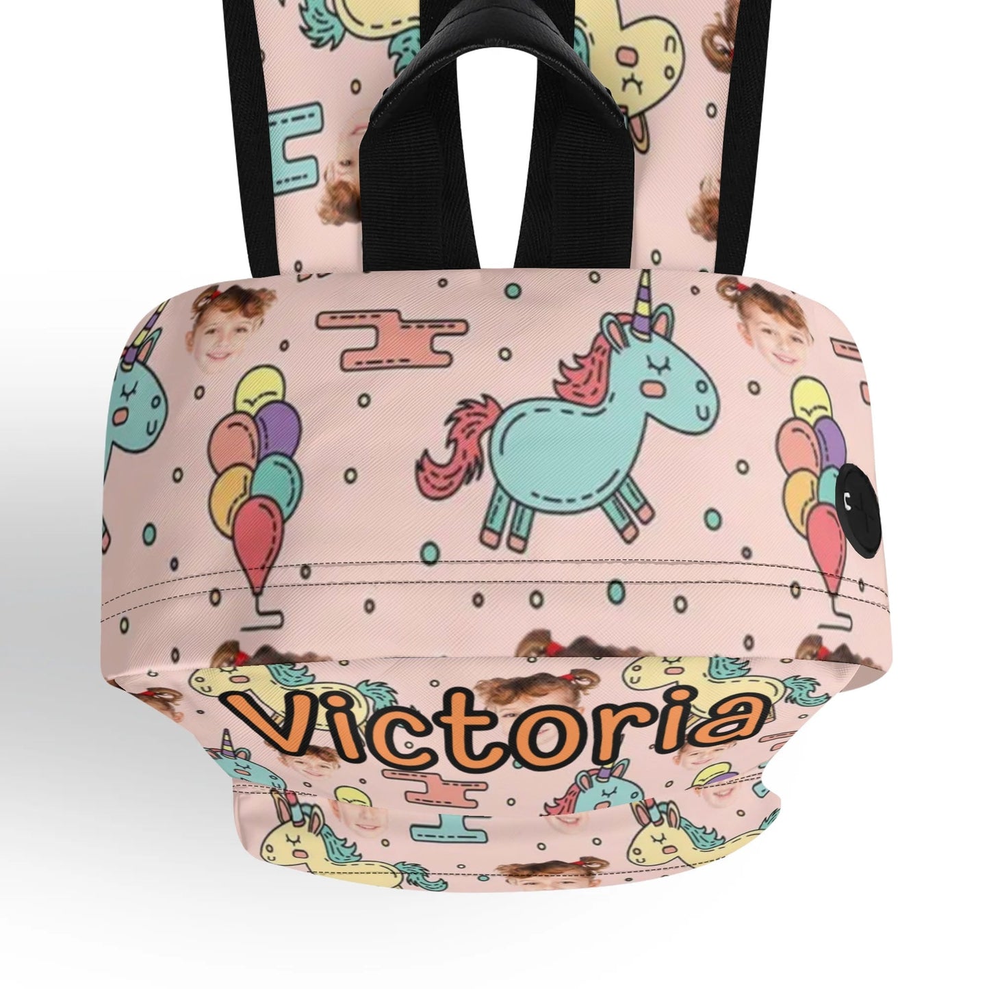 Custom Unicorn Photo Backpack for Girls 🎒 | Personalized Name & Face Bag | Pink Magical School Bag for Toddlers & Kids | Victoria Bag - De Krys