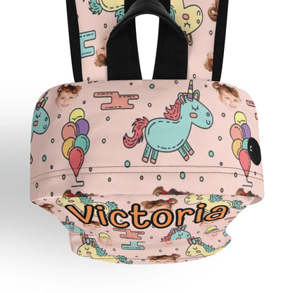 Custom Unicorn Photo Backpack for Girls 🎒 | Personalized Name & Face Bag | Pink Magical School Bag for Toddlers & Kids | Victoria Bag - De Krys