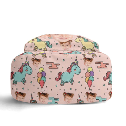 Custom Unicorn Photo Backpack for Girls 🎒 | Personalized Name & Face Bag | Pink Magical School Bag for Toddlers & Kids | Victoria Bag - De Krys
