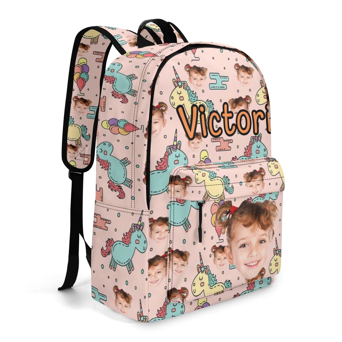Custom Unicorn Photo Backpack for Girls 🎒 | Personalized Name & Face Bag | Pink Magical School Bag for Toddlers & Kids | Victoria Bag - De Krys