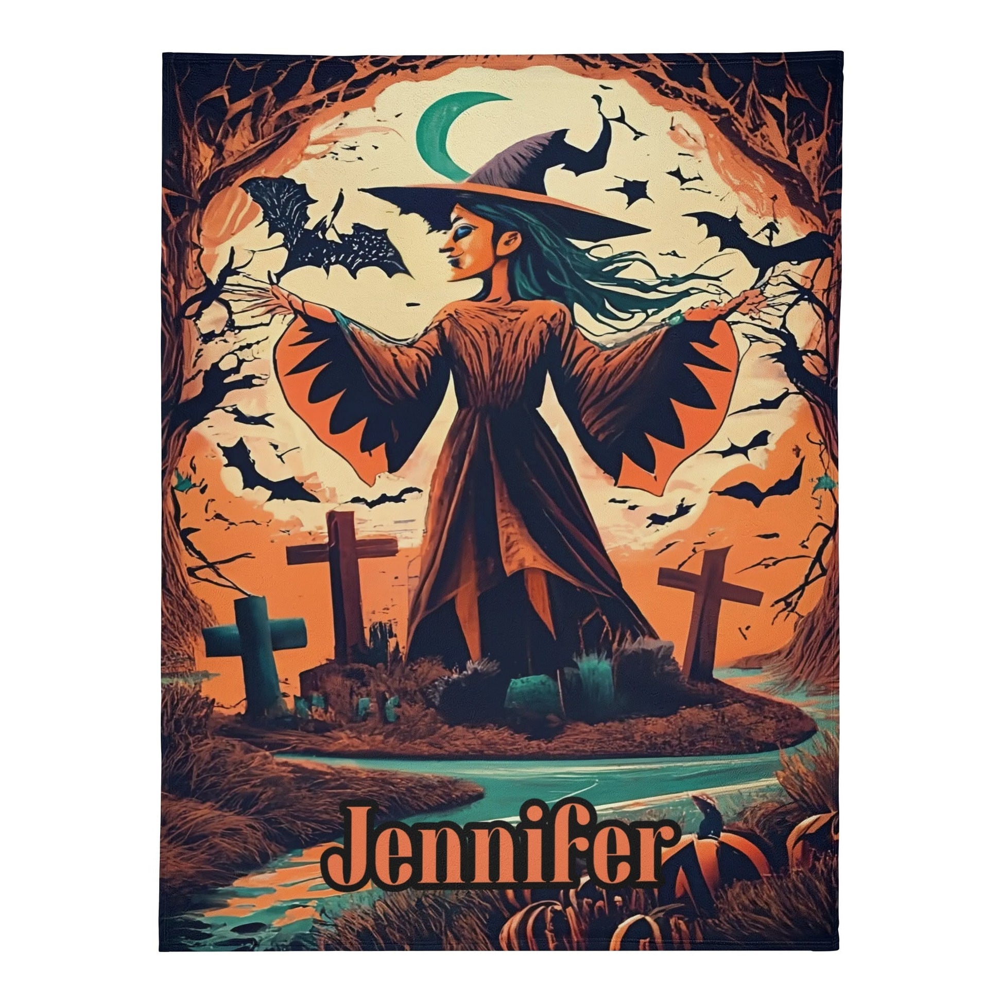 Custom Witch Halloween Blanket – Personalized Cozy Throw - De Krys