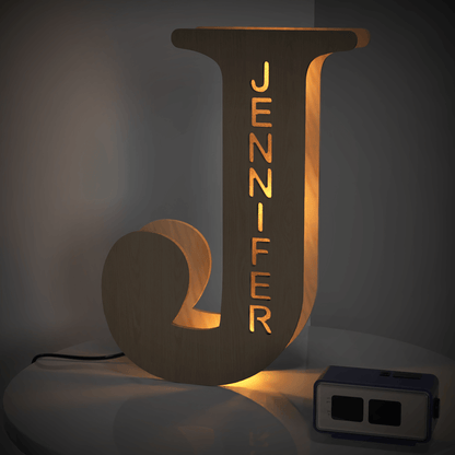 Custom Wooden Letter Lamp – Personalized Alphabet Name LED Night Light - De Krys