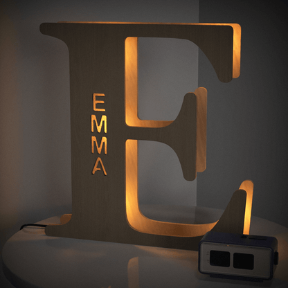 Custom Wooden Letter Lamp – Personalized Alphabet Name LED Night Light - De Krys