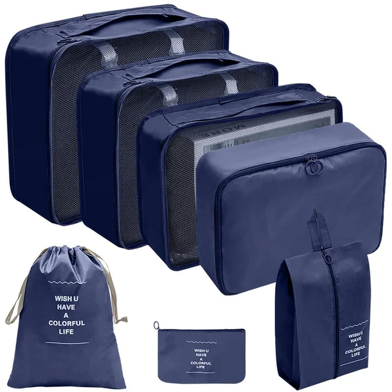 7/8/9/10 Pcs Set Travel Organizer Storage Bags Suitcase Packing Cubes Set Cases Portable Luggage Clothes Shoe Tidy Pouch Folding