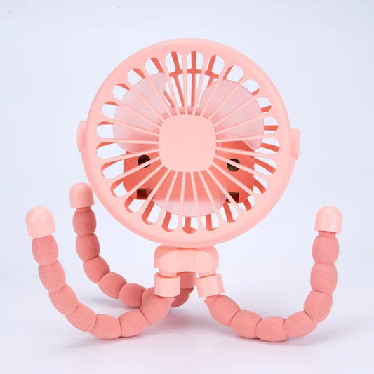 Portable Mini Octopus Stroller Fan with USB Charging and Night Light