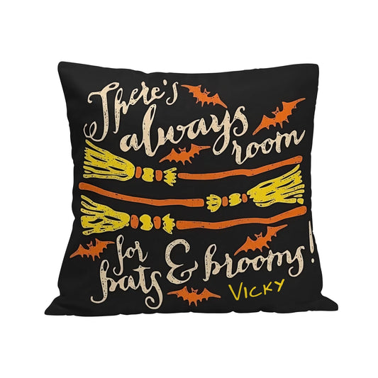 Haunted House Halloween Pillow Cover – 15.7x15.7” Washable Throw with Hidden Spooky Details - De Krys
