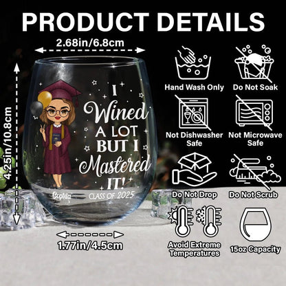 I Wined A Lot” Wine Glass – Funny Personalized Stemless Gift for Wine Lovers - De Krys
