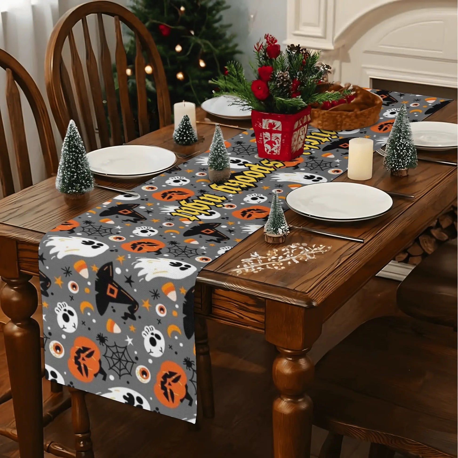 Luxury Halloween Table Drape – 72" Custom Printed Table Decor for Elegant Spooky Settings - De Krys