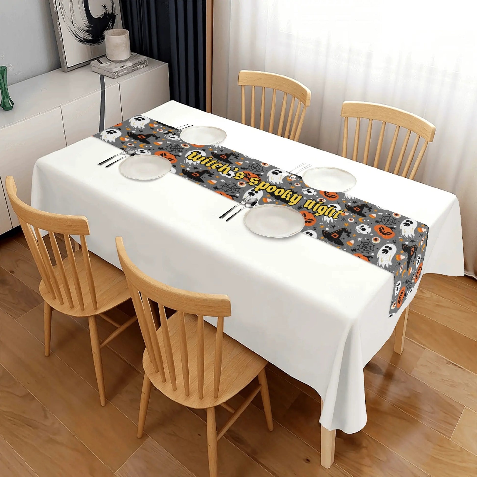 Luxury Halloween Table Drape – 72" Custom Printed Table Decor for Elegant Spooky Settings - De Krys
