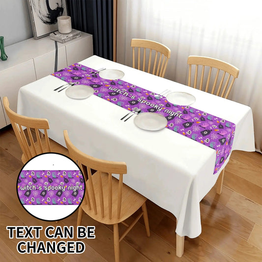 Luxury Halloween Table Drape - 72 Inch Custom Printed Runner with Potion Bottles Design - Heat Resistant - De Krys