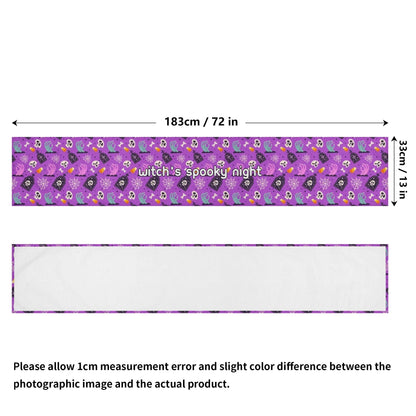 Luxury Halloween Table Drape - 72 Inch Custom Printed Runner with Potion Bottles Design - Heat Resistant - De Krys