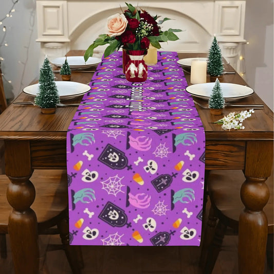 Luxury Halloween Table Drape - 72 Inch Custom Printed Runner with Potion Bottles Design - Heat Resistant - De Krys