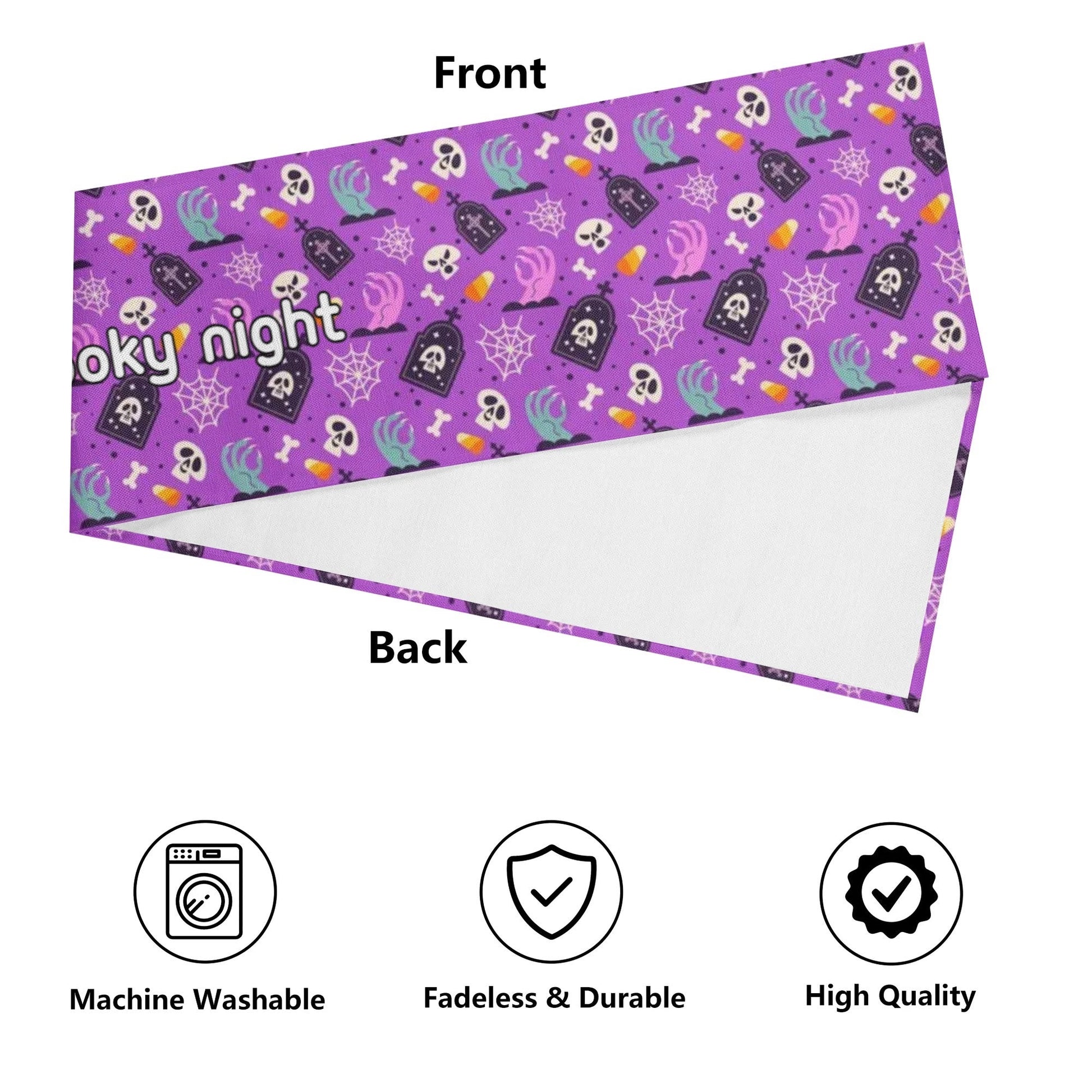 Luxury Halloween Table Drape - 72 Inch Custom Printed Runner with Potion Bottles Design - Heat Resistant - De Krys
