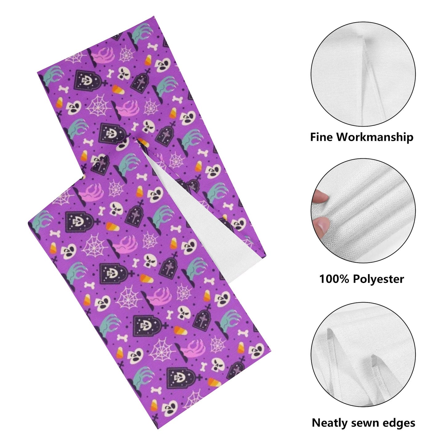 Luxury Halloween Table Drape - 72 Inch Custom Printed Runner with Potion Bottles Design - Heat Resistant - De Krys