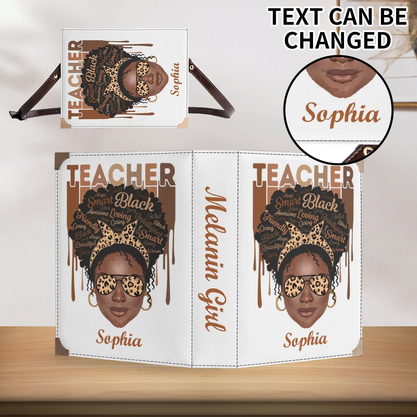 Personalized Teacher Melanin Girl Wallet 👜 Custom Name Afro Pride Purse - De Krys