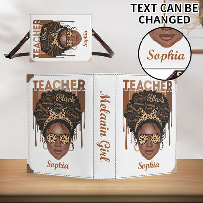 Personalized Teacher Melanin Girl Wallet 👜 Custom Name Afro Pride Purse - De Krys