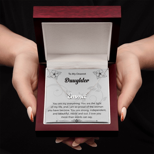 o My Dearest Daughter” Personalized Name Necklace – Heartfelt Gift from Mom or Dad - De Krys