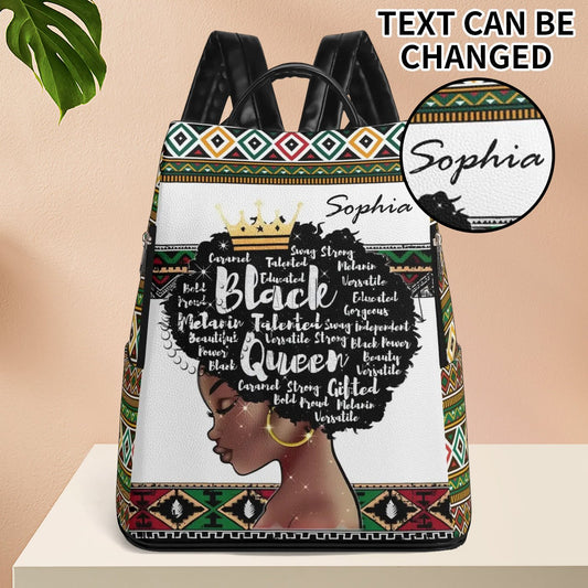 Personalized Afrocentric Backpack • Custom Black Queen Bag - De Krys