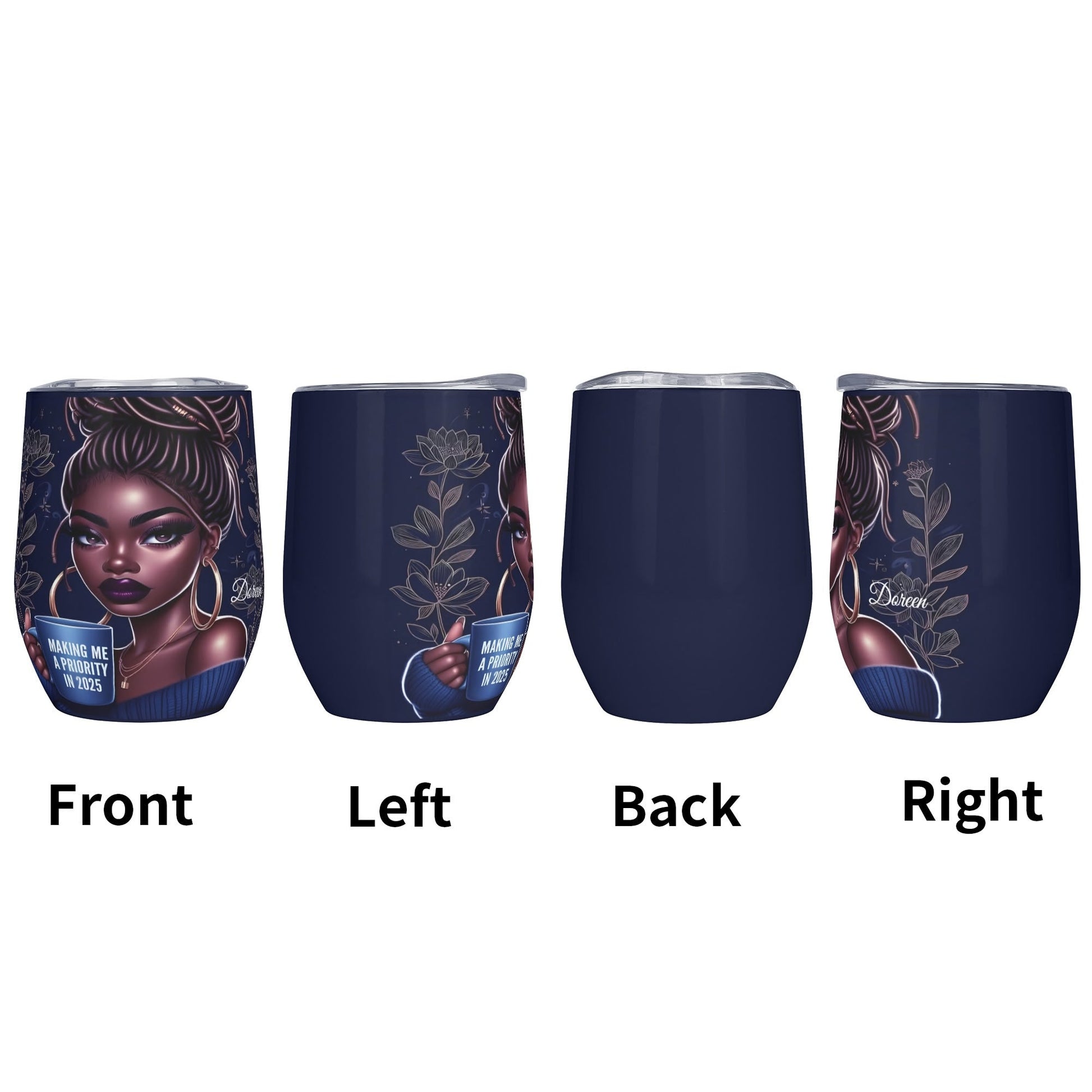 Personalized Afrocentric Tumbler • Custom Black Girl Gift - De Krys