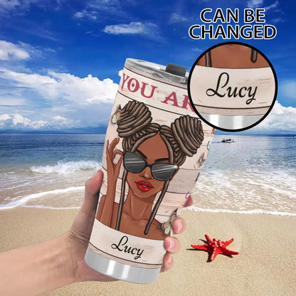 Personalized Afrocentric Tumbler • Custom Black Girl Gift Cup - De Krys