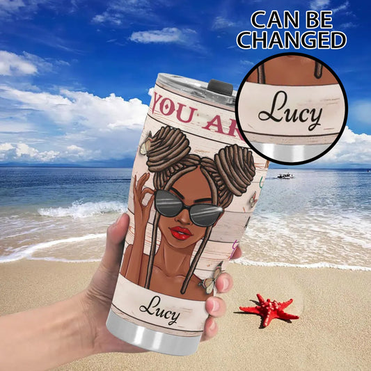 Personalized Afrocentric Tumbler • Custom Black Girl Gift Cup - De Krys