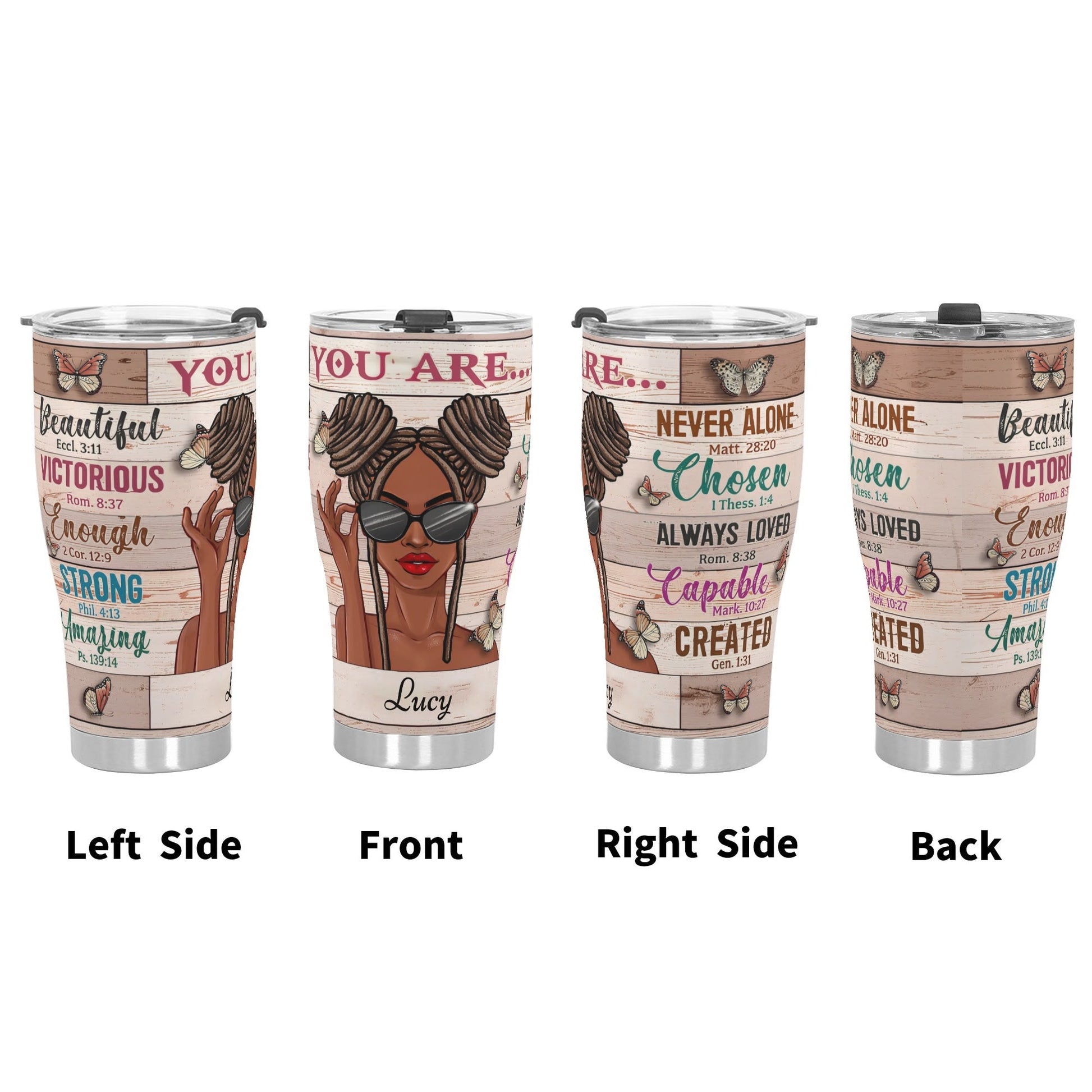 Personalized Afrocentric Tumbler • Custom Black Girl Gift Cup - De Krys