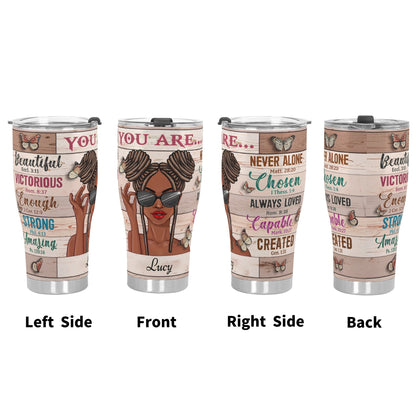 Personalized Afrocentric Tumbler • Custom Black Girl Gift Cup - De Krys