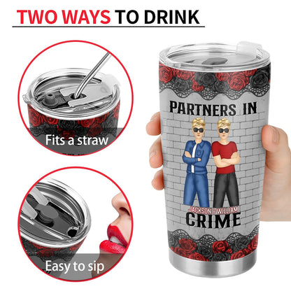 Funny personalized best friend gift tumbler with red and black rose design