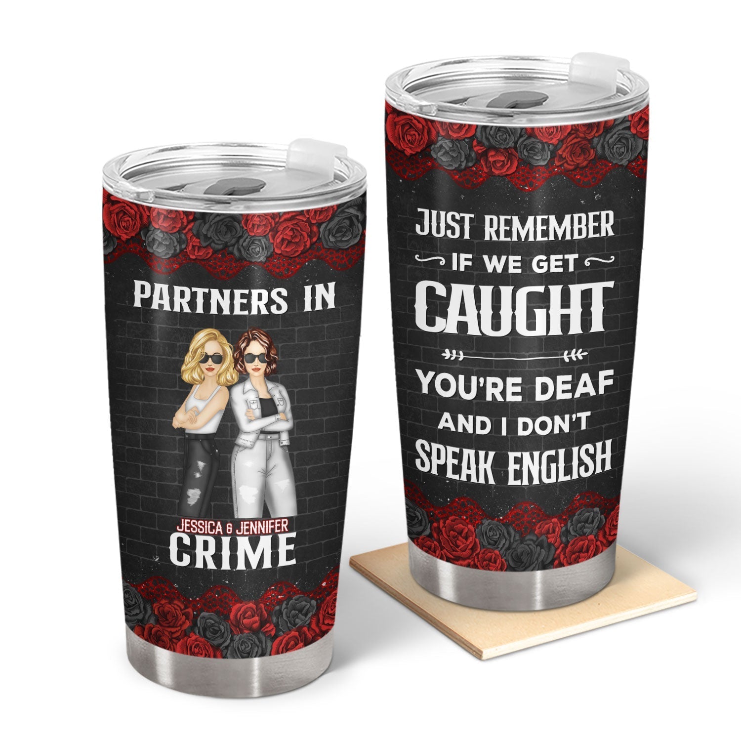 Personalized Best Friend Tumbler – “Partners in Crime” Insulated Travel Mug - De Krys