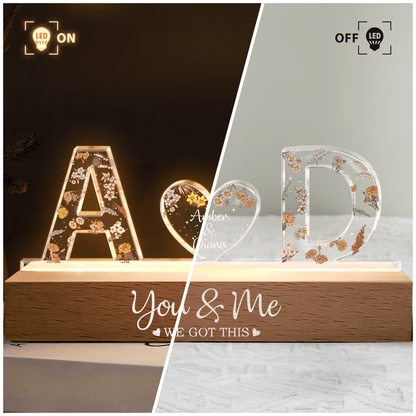 Personalized Floral LED Night Light – You & Me “We Got This” Lamp - De Krys