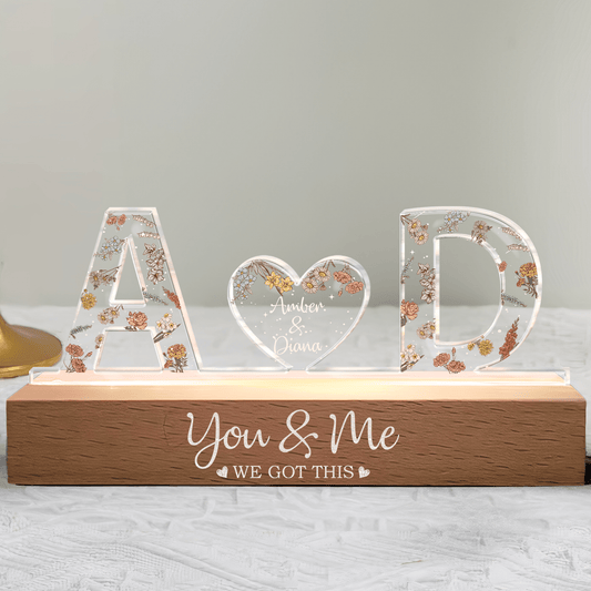 Personalized Floral LED Night Light – You & Me “We Got This” Lamp - De Krys