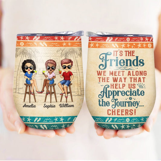 Personalized Friends Wine Tumbler – Beach Bestie Gift | Appreciate the Journey Cup - De Krys