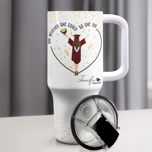 Personalized Graduation Tumbler – She Believed She Could So She Did | Custom Grad Gift - De Krys