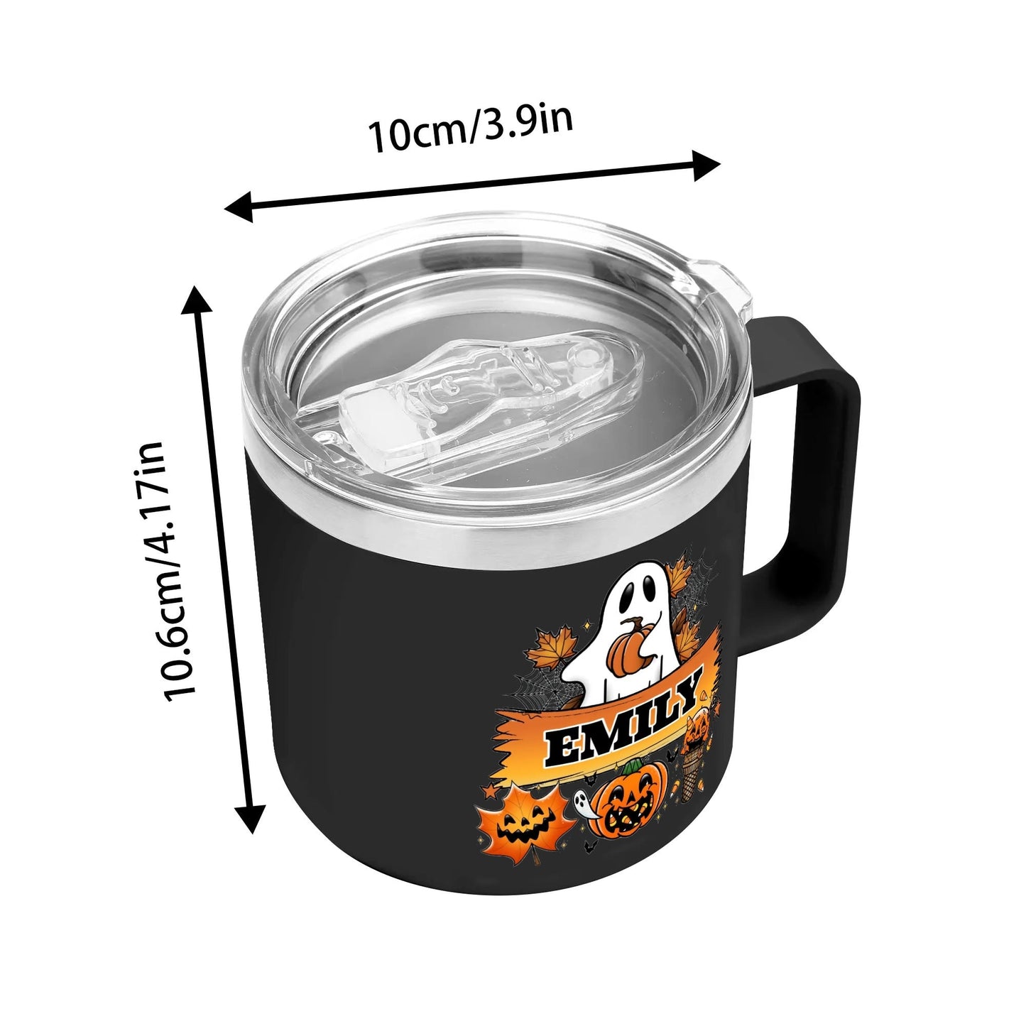 Personalized Halloween Ghost Mug – Custom Name | Fall Coffee Cup with Pumpkin & Jack - o’ - Lanterns - De Krys