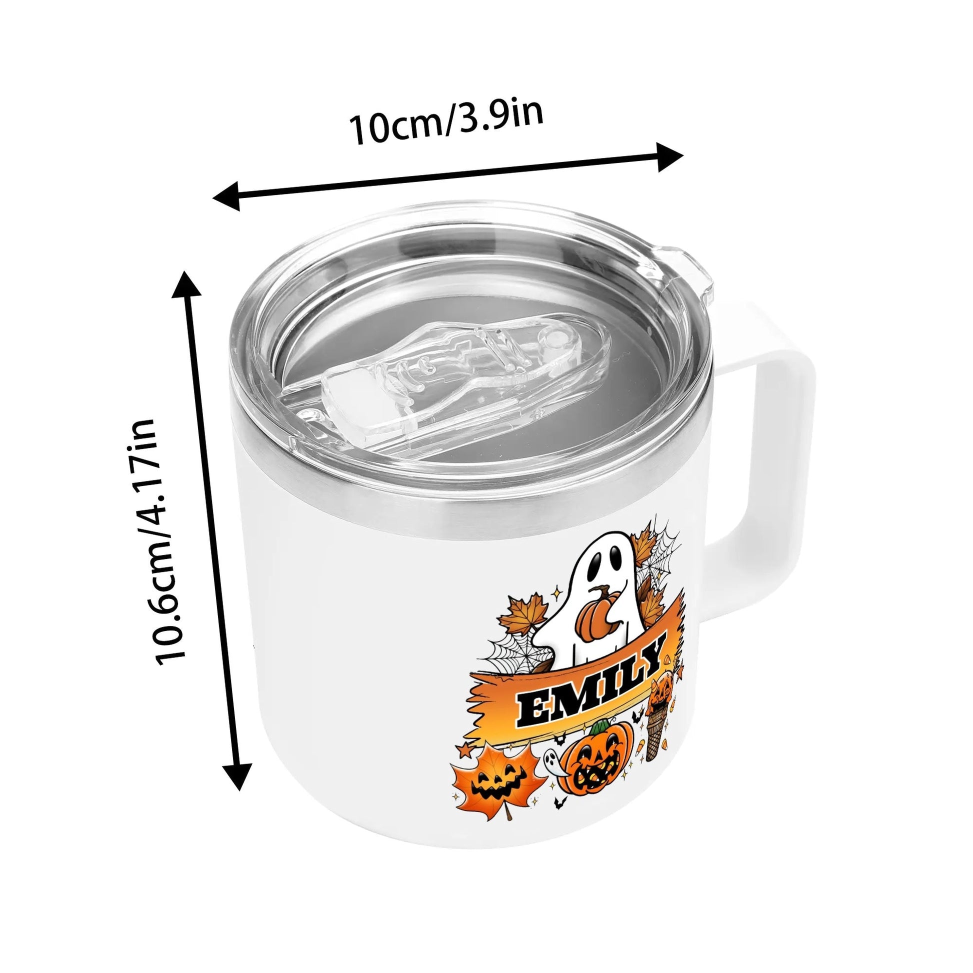 Personalized Halloween Ghost Mug – Custom Name | Fall Coffee Cup with Pumpkin & Jack - o’ - Lanterns - De Krys