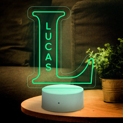 Personalized Initial LED Night Light – Custom Name Lamp - De Krys