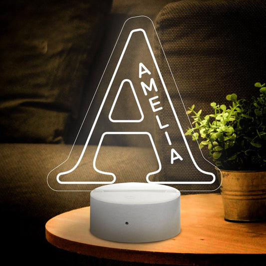 Personalized Initial LED Night Light – Custom Name Lamp - De Krys