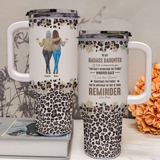 Personalized Leopard‑Print Tumbler for your Loved One – “I Am the Storm” 40oz Travel Mug - De Krys