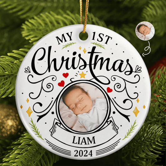 Personalized “My 1st Christmas” Photo Ornament – Baby Keepsake - De Krys