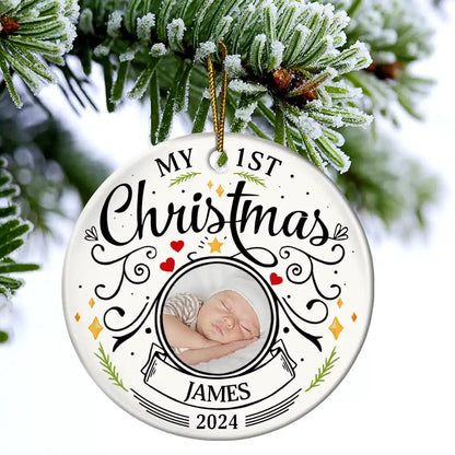 Personalized “My 1st Christmas” Photo Ornament – Baby Keepsake - De Krys