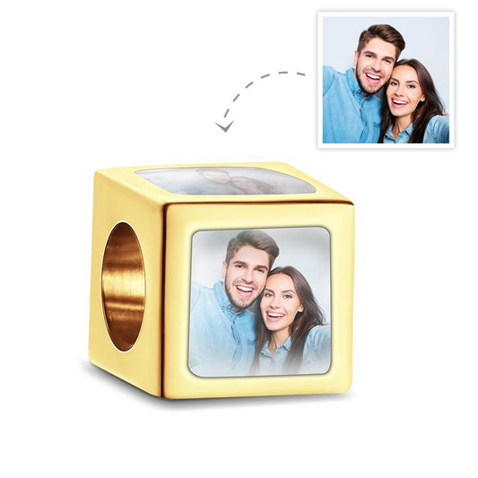 Personalized Photo Cube Charm – Custom Stainless Steel Bead - De Krys