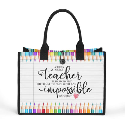 Personalized Teacher Tote Bag – Rainbow Pencil Design | Great Teacher Gift | Custom Quote Teacher Appreciation Bag - De Krys